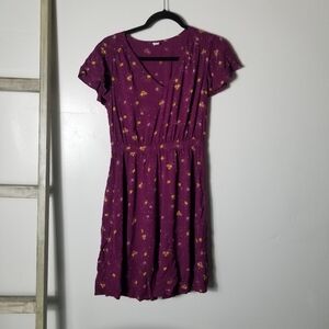 OLD NAVY BURGUNDY DRESS WITH FLOWERS SIZE SMALL